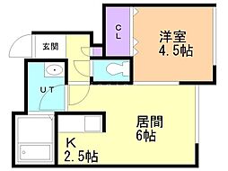 フルハウスN42 1LDKの間取図画像