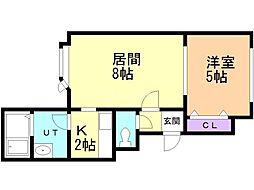 プレシャス八番館 1LDKの間取図画像