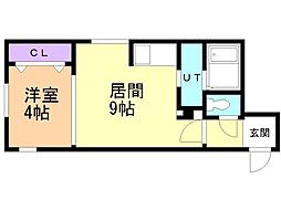 MaisonKamuyParkFront 1LDKの間取図画像