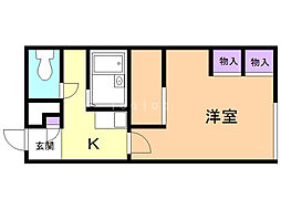 レオパレス北丘珠 1Kの間取図画像