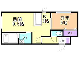 ノースポイント元町 1LDKの間取図画像