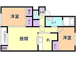 フィールドハウスC 2LDKの間取図画像