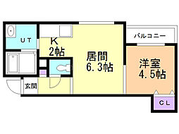 ホープN8/E8 1LDKの間取図画像