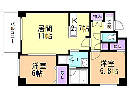コモドN1 2LDKの間取図画像