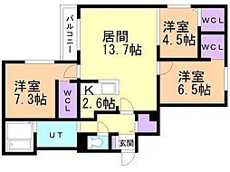 札幌市東区北十三条東5丁目マンション 3LDKの間取図画像