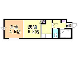 MロアールN21 1Kの間取図画像