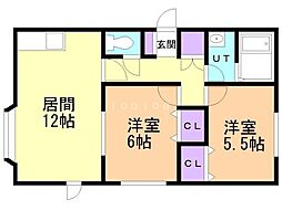 イースト・ヒルズA 2LDKの間取図画像
