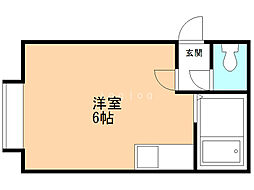 元町南ヴィレッジII 2階ワンルームの間取り