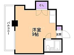 サイレンス医大前 ワンルームの間取図画像