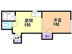 ファイン南6条 4階1DKの間取り