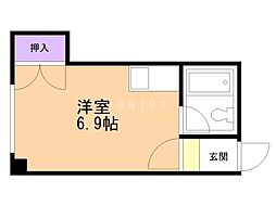 フォレスト医大前（旧メゾンドサンテ） 1階ワンルームの間取り