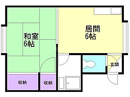 タイガーマンション 1階1DKの間取り
