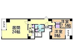 エルミタージュ・ユリ 2LDKの間取図画像