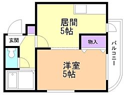 エンドレス三井 1DKの間取図画像