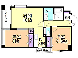 ＮＯＶＡ大通II 7階2LDKの間取り