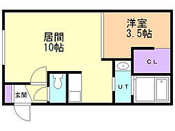 リベルタ桑園 1階1LDKの間取り