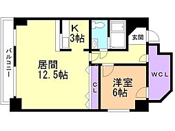 参樹舘 7階1LDKの間取り