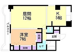 ネスト南2条 8階1LDKの間取り