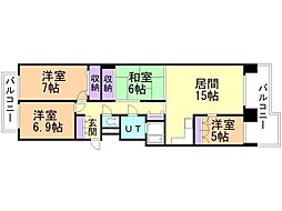 札幌市営東西線 バスセンター前駅 徒歩8分の賃貸マンション 11階4LDKの間取り