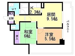 ドミ山鼻九条 613 6階2LDKの間取り