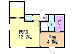 Ｃｈｏｕ　Ｃｈｏｕ　Ｓ9 5階1LDKの間取り
