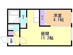 エルシア北2条 3階1LDKの間取り