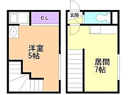 札幌市営東西線 西11丁目駅 徒歩11分の賃貸アパート 1階1DKの間取り