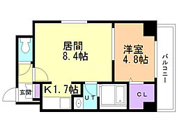 ＨＩＬＬＳ　ＳＡＰＰＯＲＯ 9階1LDKの間取り