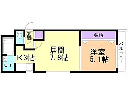 ガーデンテラス4Ｃ 2階1LDKの間取り