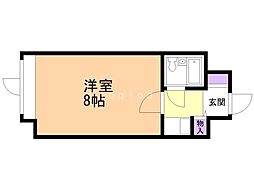 ダイアパレス大通第2 3階ワンルームの間取り