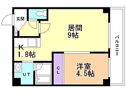 セントポーリア拾番館 4階1LDKの間取り