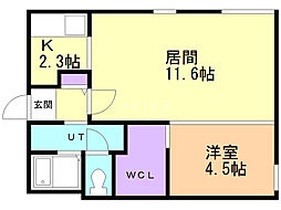 ＡＲＴ　ＰＡＲＫ　II 1階1LDKの間取り