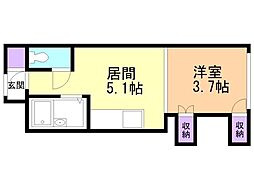 INOVE札幌大通南　（変更前：ジュネス札幌） 6階ワンルームの間取り