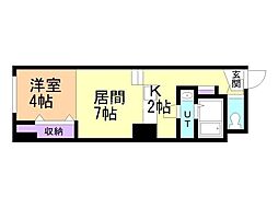 パークヒルズ中央12 7階1LDKの間取り