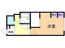 レオパレスシャルム北6条 1階1Kの間取り