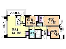 RESIDIA円山北五条 3LDKの間取図画像