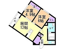 ラ・フェリーチェ北円山 2LDKの間取図画像