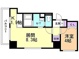 プライムアーバン大通東 1LDKの間取図画像