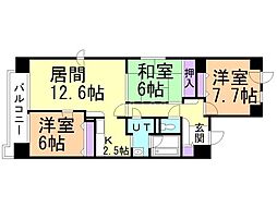 THERESIDENCEPARKODORIKOEN 3LDKの間取図画像