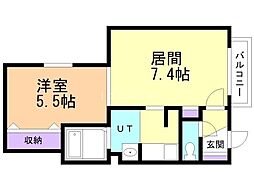 ゼスティ医大前 1DKの間取図画像