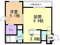 クレストハウス1816 1LDKの間取図画像