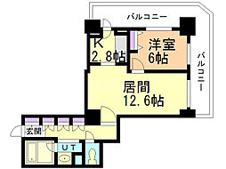PRIMEURBAN札幌リバーフロント 1LDKの間取図画像