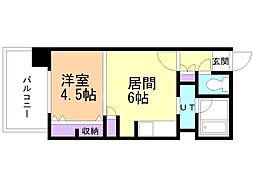 S-RESIDENCE円山表参道 1DKの間取図画像