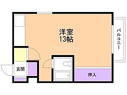 スターコートフォルティス ワンルームの間取図画像