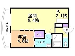 コーラル 1LDKの間取図画像