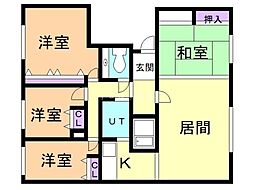 旭山公園マンション 4LDKの間取図画像