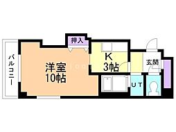 エンドレス南3西7 1Kの間取図画像