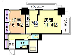 パシフィックタワー札幌 1LDKの間取図画像