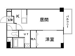 オリオンコート 1LDKの間取図画像