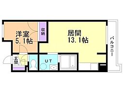 エナコート知事公館前 1LDKの間取図画像